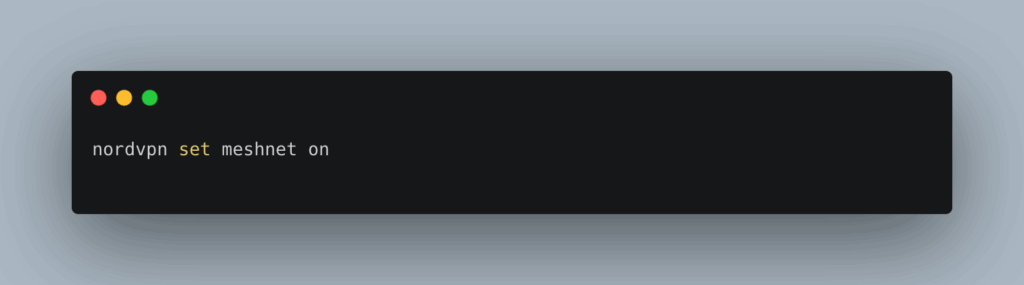 nordvpn set meshnet on